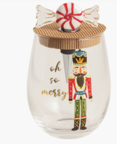 Nutcracker Wine Glass & Stopper Set Sold Separately