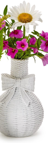 Bowed Beauties Basket Weave Pattern White Vases