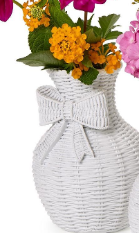 Bowed Beauties Basket Weave Pattern White Vases