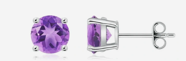 Crisulu February Birthstone Amethyst Stud Earrings 2.00 CTTW In Pure Platinum