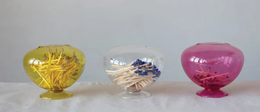 Glass Match Holder, 3 Colors Sold Separately