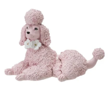 Resin Poodle w Flower, Pink, 2 Styles