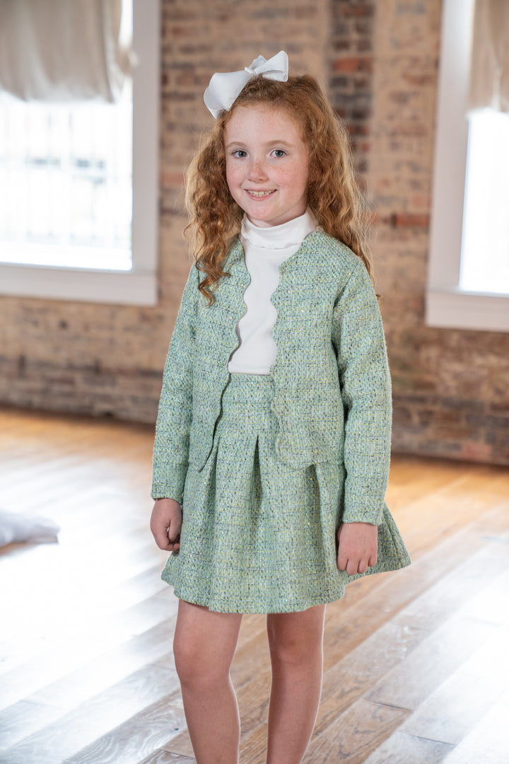 Cassidy Green Tweed Skirt