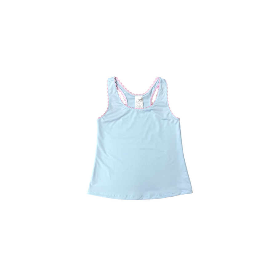 Riley Tank-Cotton Candy/Blue, Pink Ric Rac