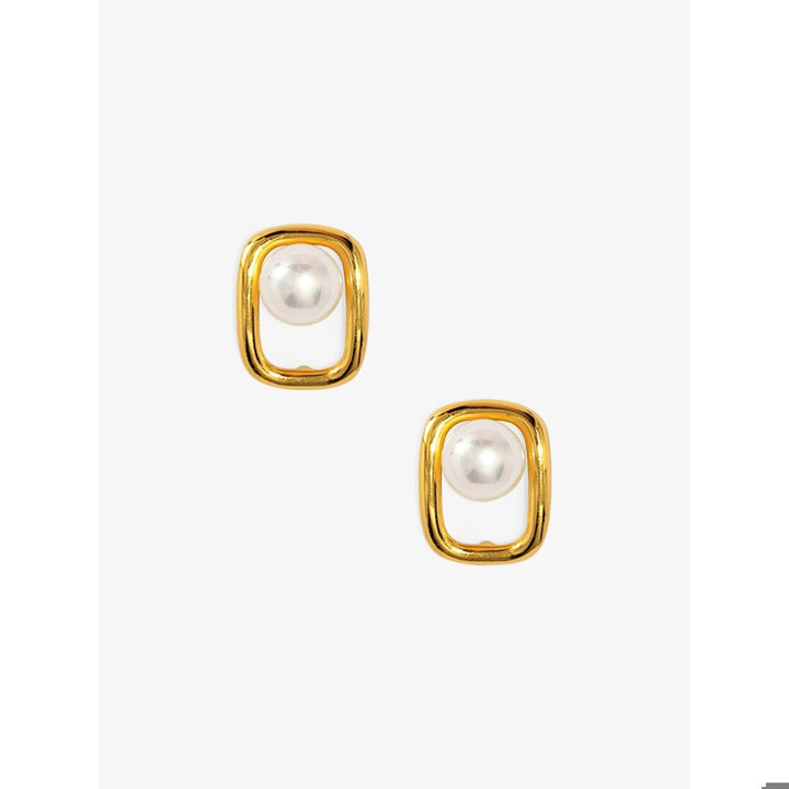 Square Pearl Stud Earring