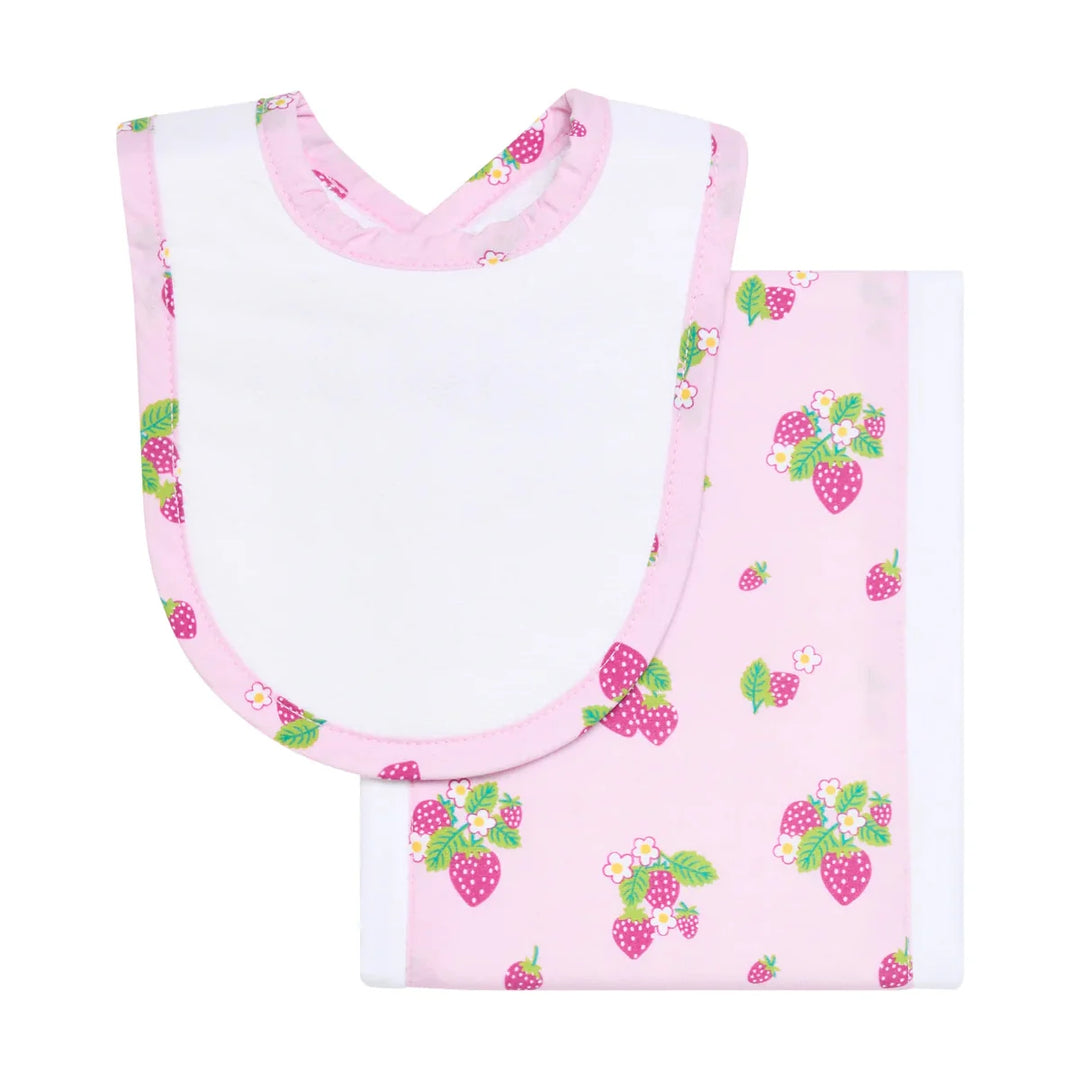 Strawberry Drooler Bib & Burp Set