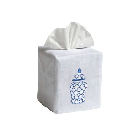 Tissue Box Cover- White Ginger Jar Chain Links