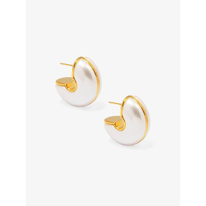 Two-Tone Crescent Pearl Hoop Earring