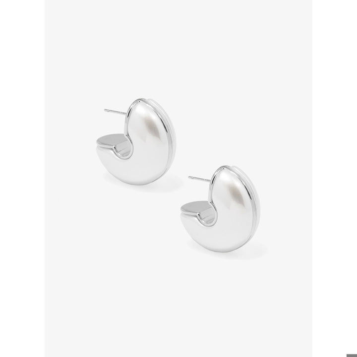 Two-Tone Crescent Pearl Hoop Earring