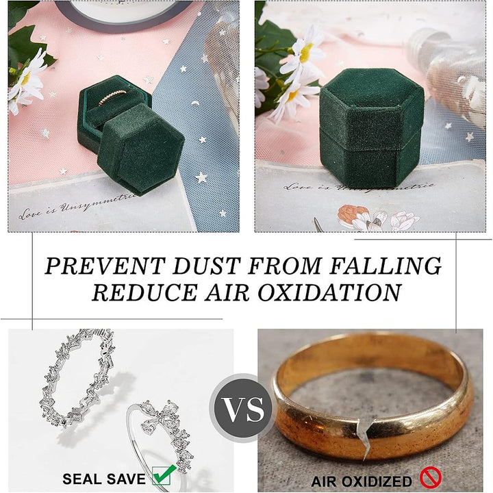 3-Slot Hexagonal Velvet Ring Boxes, Jewelry Gift Boxes for Rings, Stud Earrings Storage
