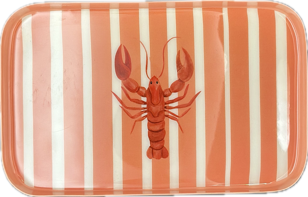 Square Stripe Lobster Metal Trinket dish
