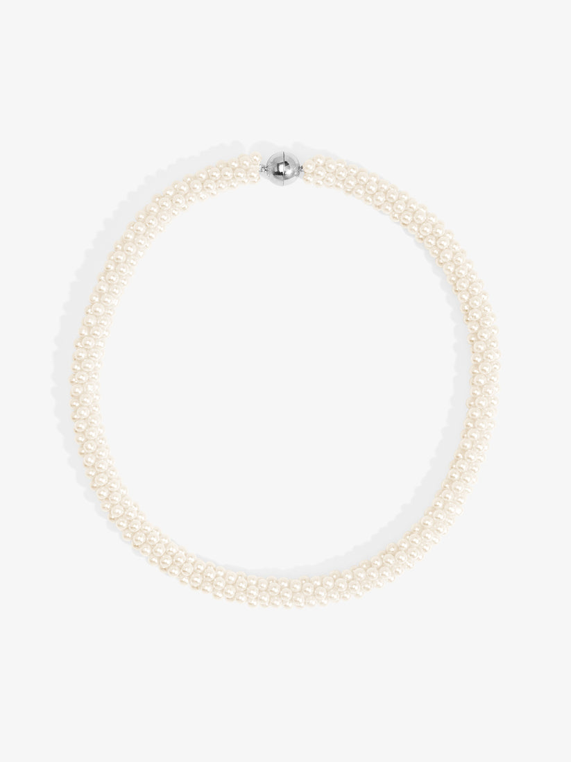 Braided Pearl Collar Necklace