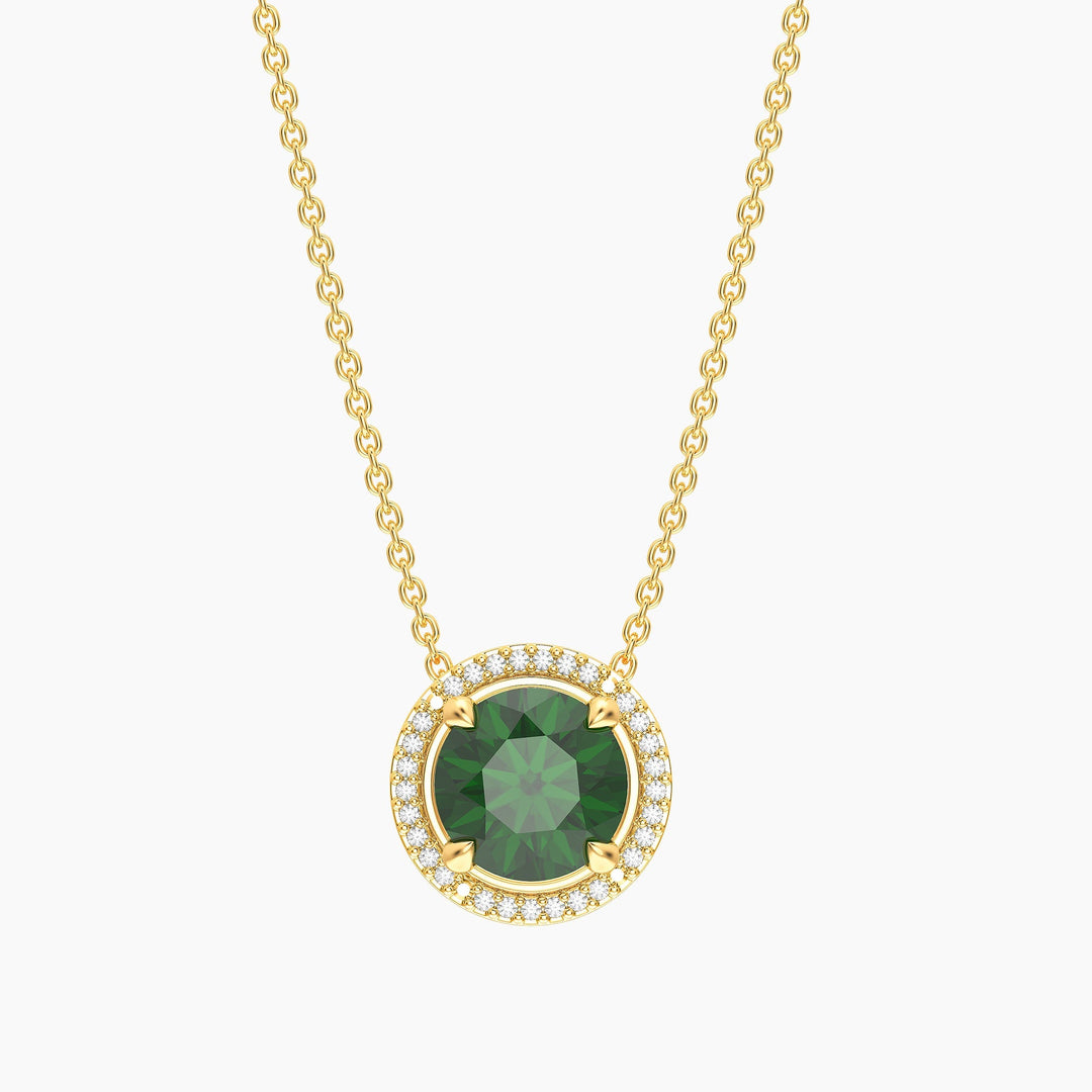 Gold Emerald Birthstone Pendant Necklace