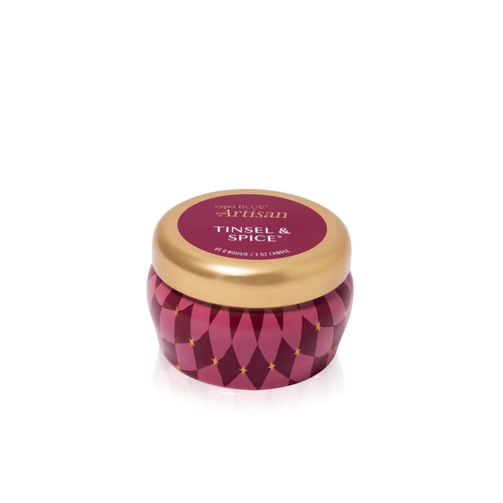 Capri Blue Tinsel & Spice Winter Bazaar Mini Tin Candle 3 oz