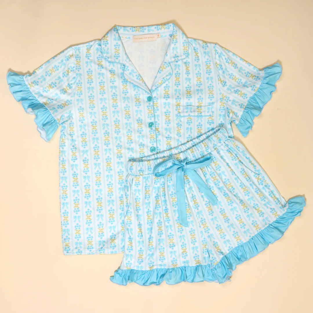 Oh So Fancy Blue Slumber Party Pajama Shorts Set