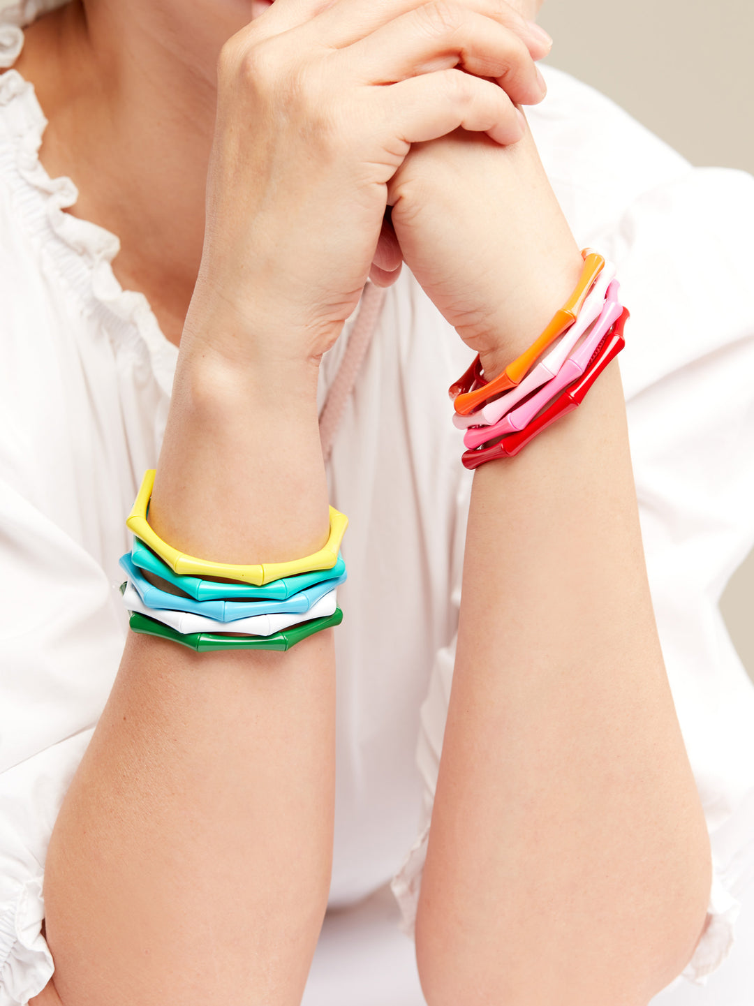 ENAMEL BAMBOO STYLE STRETCH BRACELET