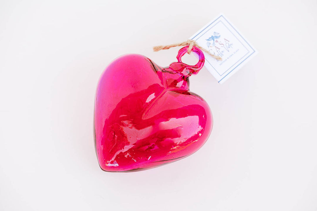 Casa Bella Vida - Blown Glass Heart - Pink - Mini
