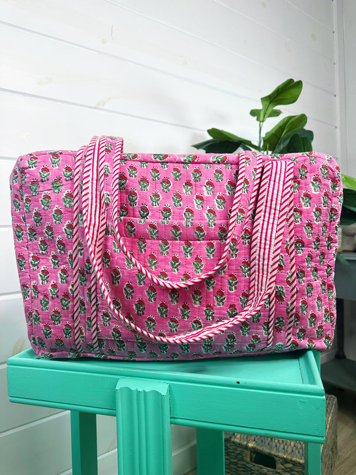 Folklore Couture - Quilted Duffle Bags | Block Print | Weekender Bag | Floral