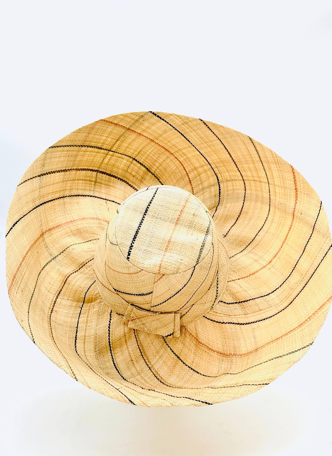 Shebobo - Sun Hats: Pinstripe Packable 5" & 7" Brim Raffia Straw: 5" Brim / Brights Multicolor Pinstripes