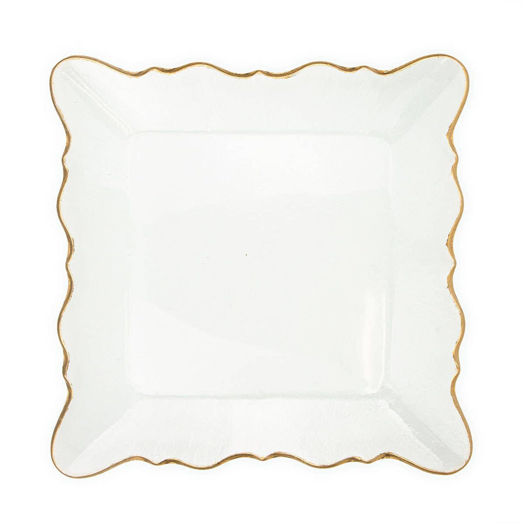The Royal Standard - Chateau Square Serving Platter   Clear/Gold   12.8x1.2x12.8