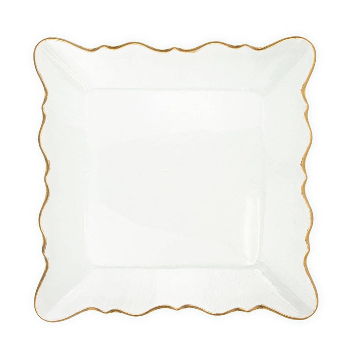 The Royal Standard - Chateau Square Serving Platter   Clear/Gold   12.8x1.2x12.8