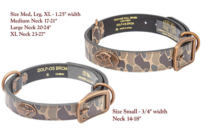 Zep-Pro - Mallard Hunting Old School Camo Leather Dog Collar: Medium 17"-21"