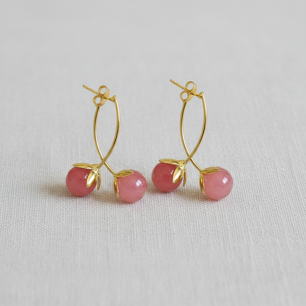 paperln - Pink Tomato Drop Earrings