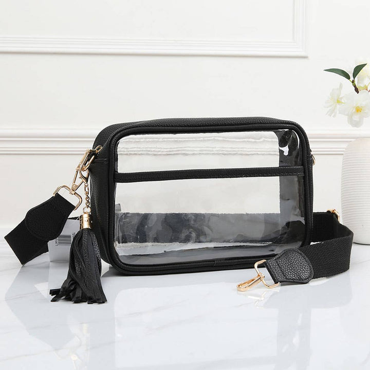 Fashion City - Solid Color Outlined Clear Crossbody Bag: CLRB / ONE SIZE