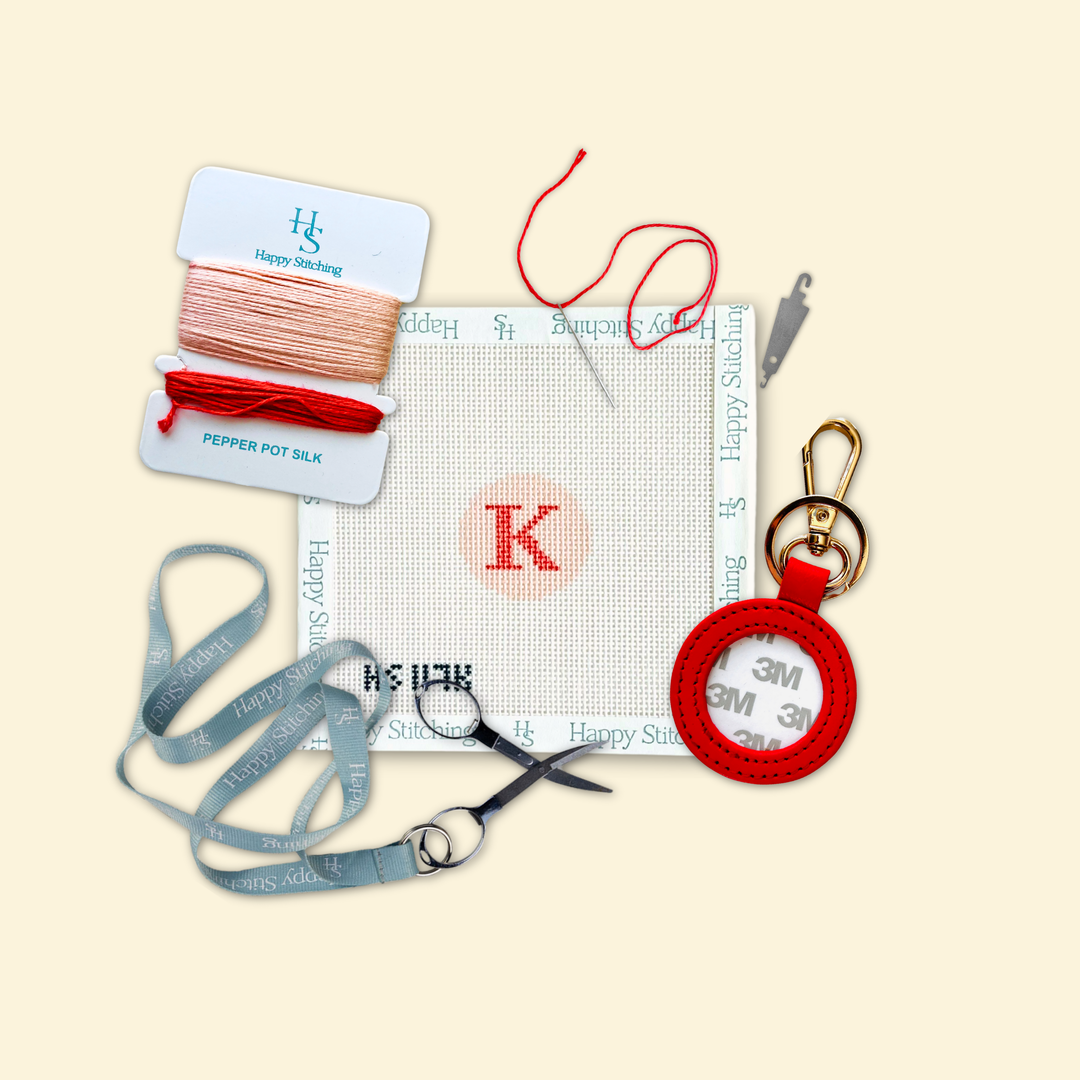 Happy Stitching - Our Initial Thought - Key Fob in Rosy Cheeks: J