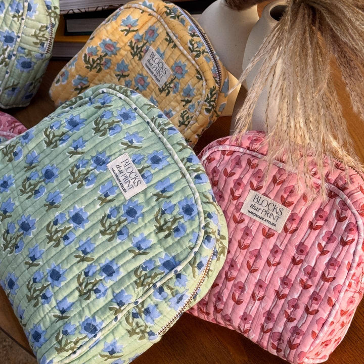 Blocks that Print - Pink Vine Travel Pouch: Medium