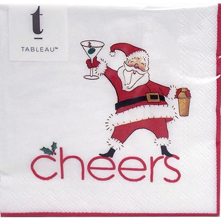 Cocktails with Santa Paper Beverage Napkin