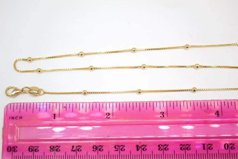 MIA Jewelry - 18K Gold Filled Box Chain With Gold Ball (F113): 20' Inch