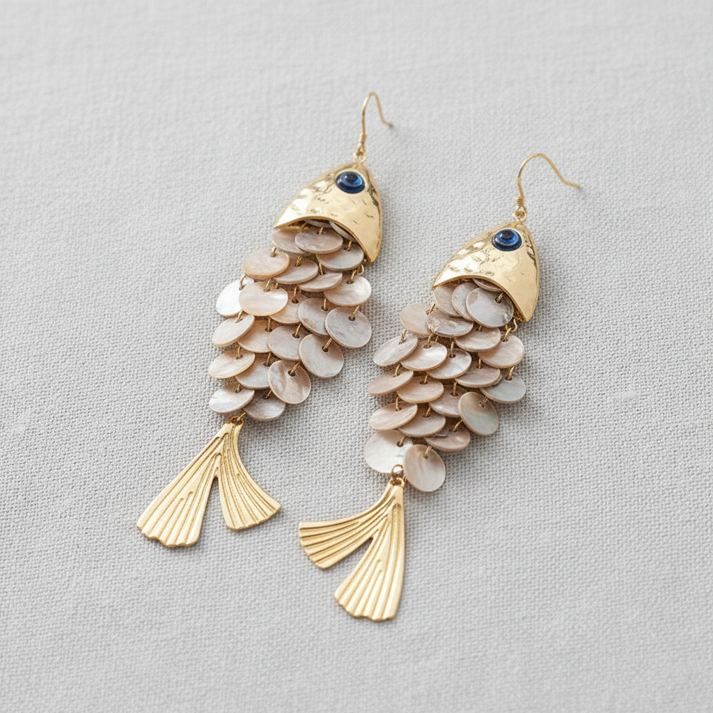paperln - Shell Tassel Fish Hook Earrings