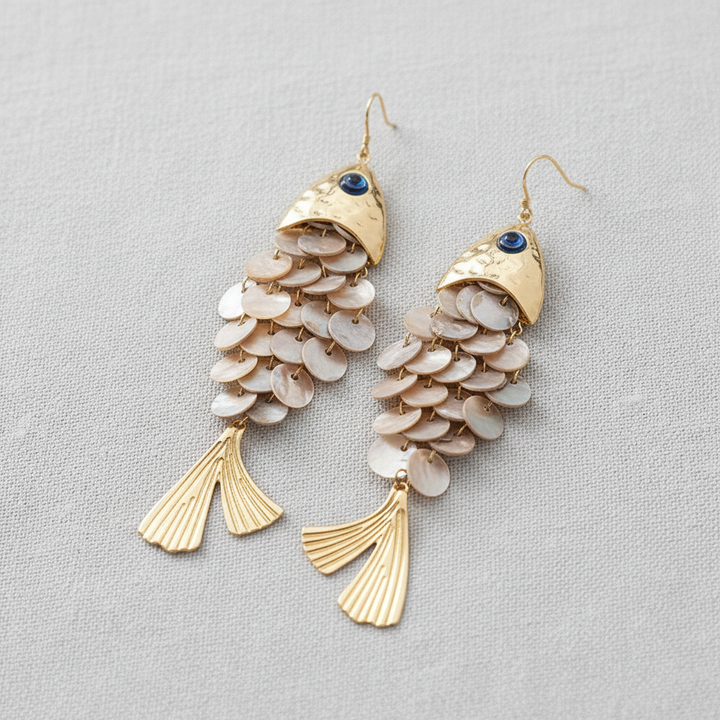 paperln - Shell Tassel Fish Hook Earrings