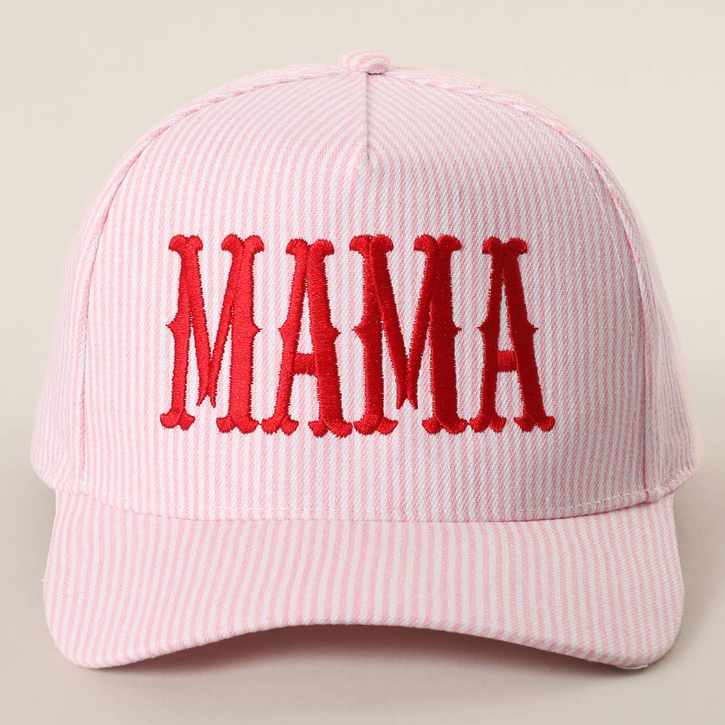Fashion City - MAMA Embroidered Striped Trucker Hat : BLUE/BLUE