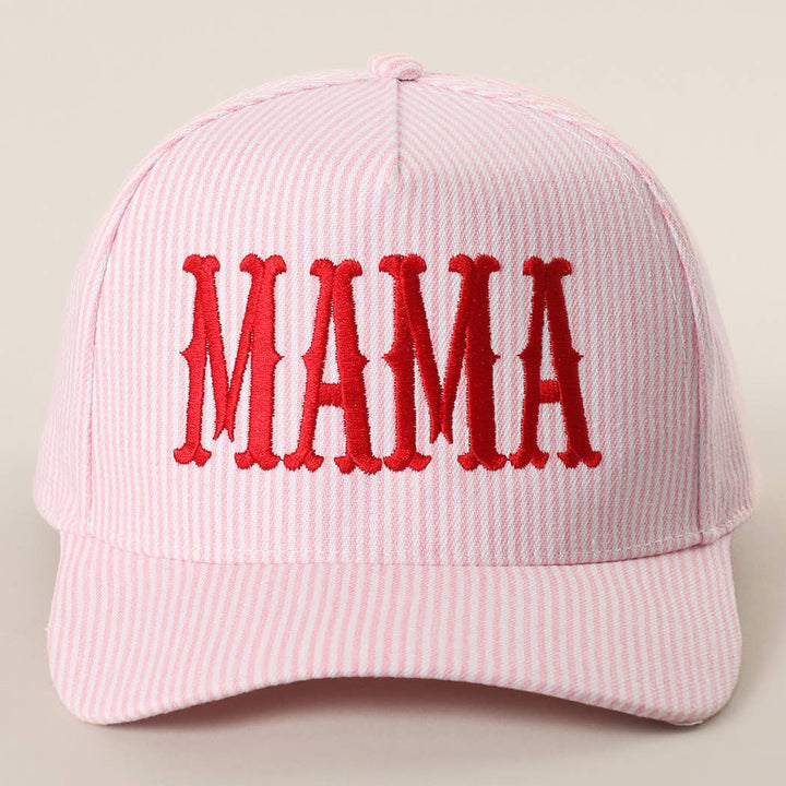 Fashion City - MAMA Embroidered Striped Trucker Hat : BLUE/BLUE