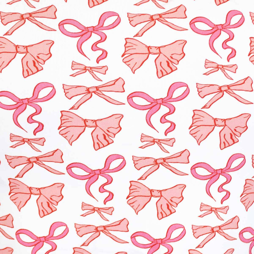 The Royal Standard - Girl's Sutton Bow Sleep Short Set   White/Pink: Medium (8-9)