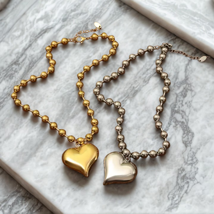 Deep South Originals Inc. - Beaded Heart Necklace ~ Deep South Originals: Silver