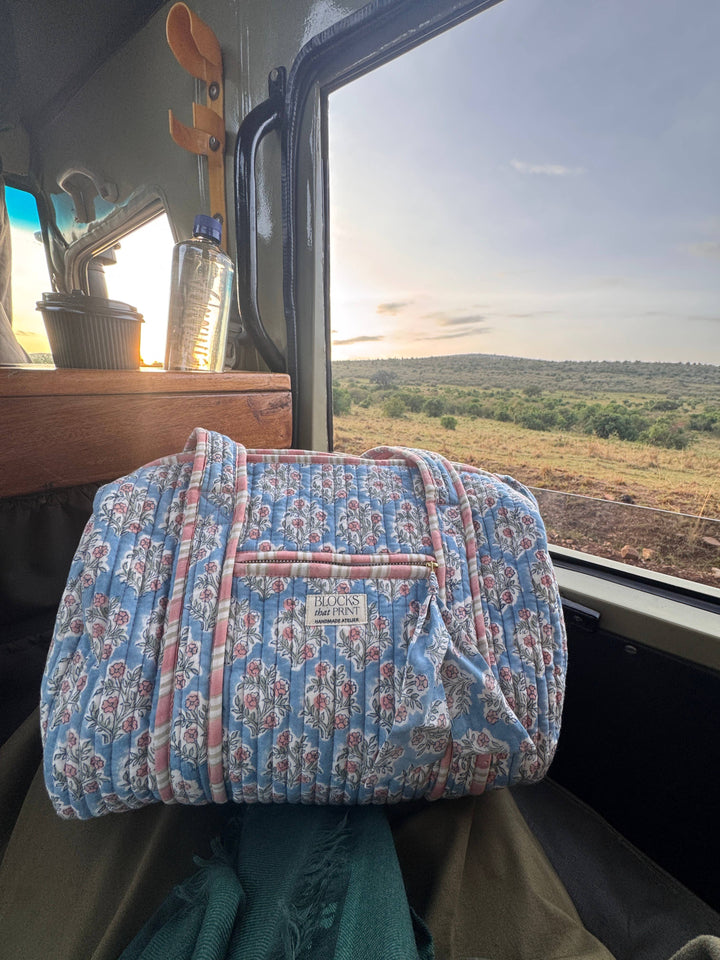 Blocks that Print - Blue Quilted Duffle Bag