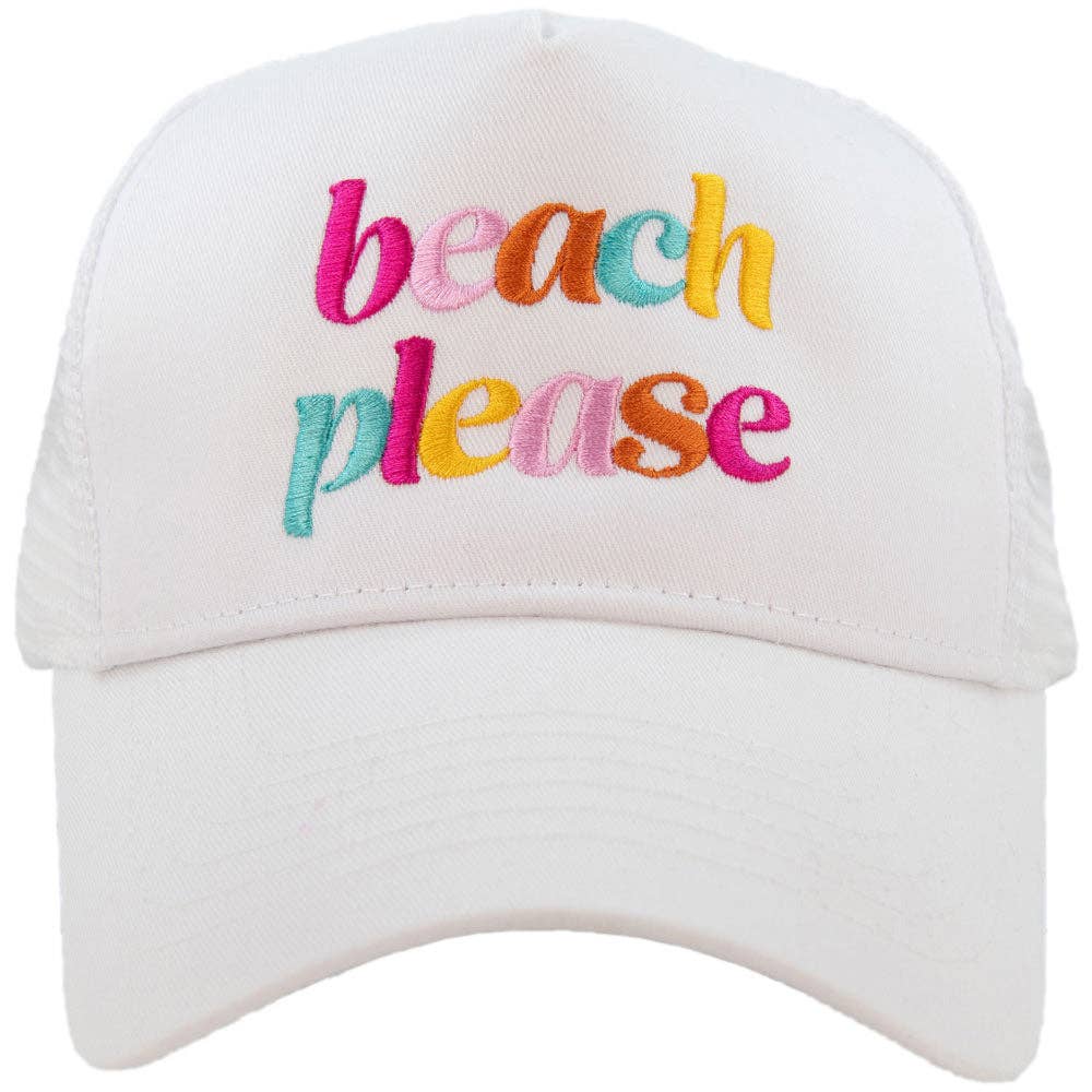 Katydid - Beach Please (LOWER CASE) Foam Trucker Hat: Hot Pink and White