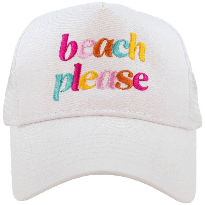 Katydid - Beach Please (LOWER CASE) Foam Trucker Hat: Hot Pink and White