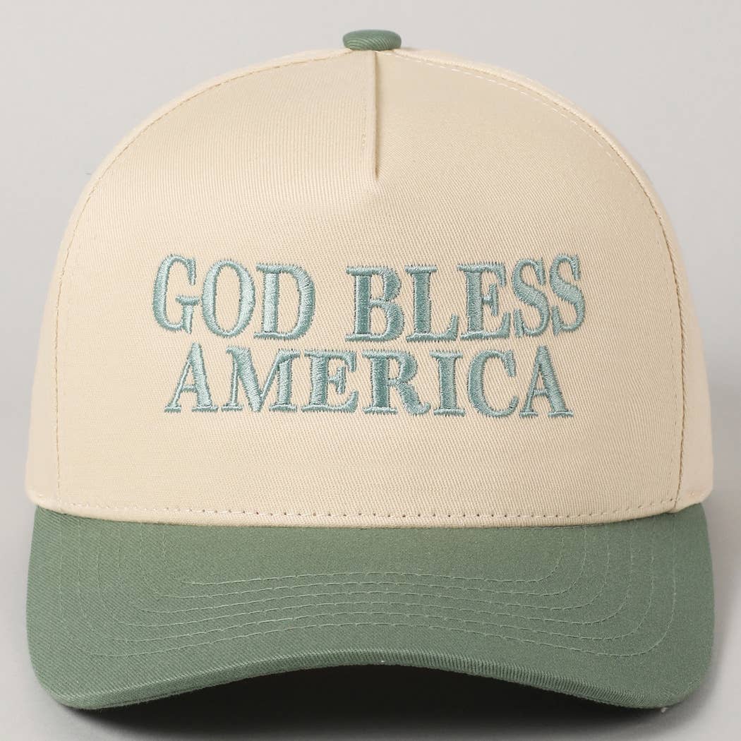 Fashion City - God Bless America Embroidered Two-Tone Canvas Cap: LT PINK / ONE SIZE