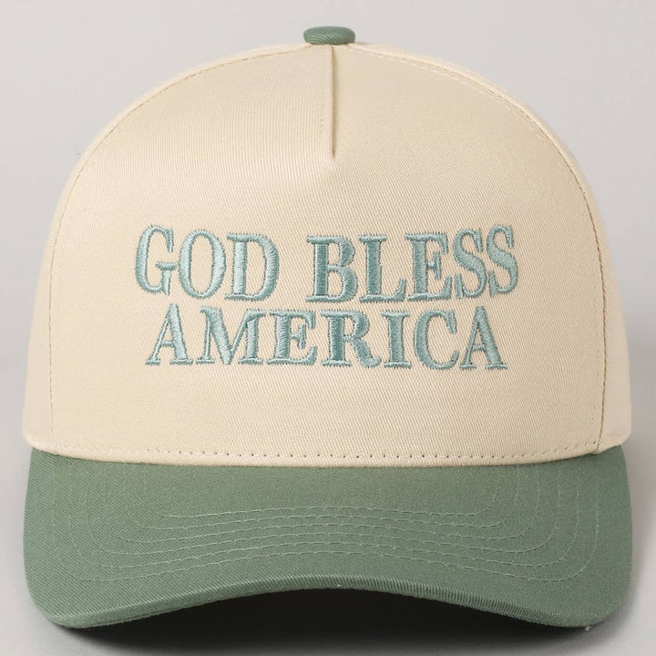 Fashion City - God Bless America Embroidered Two-Tone Canvas Cap: RED/NAVY / ONE SIZE