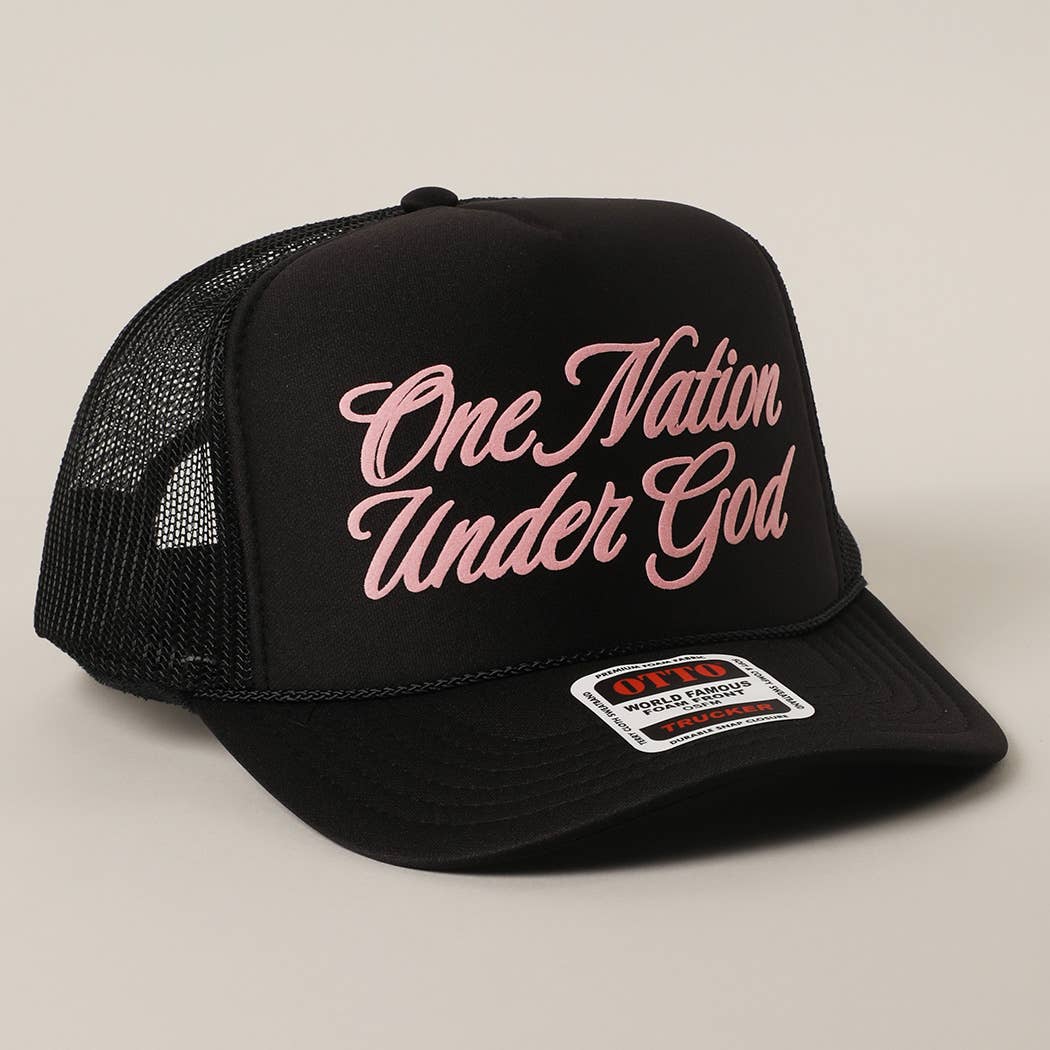 Fashion City - One Nation Under God Mesh Back Foam Trucker Hat: KELLY GREEN / One Size