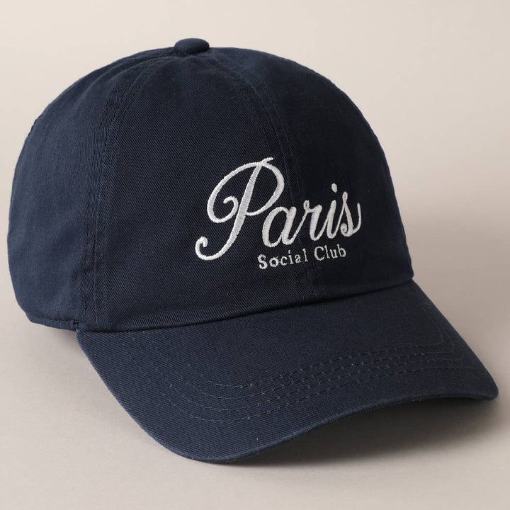 Fashion City - Paris Social Club Text Embroidery Baseball Cap: Pink / ONE SIZE