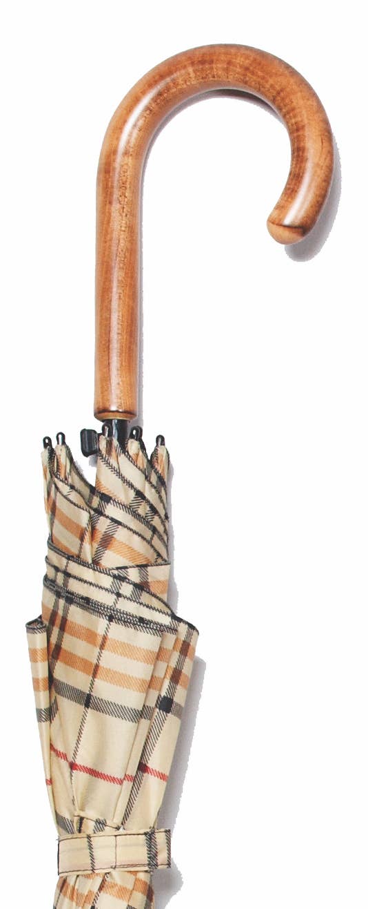 Harvy Canes - Tan Tartan Maple Crook Umbrella
