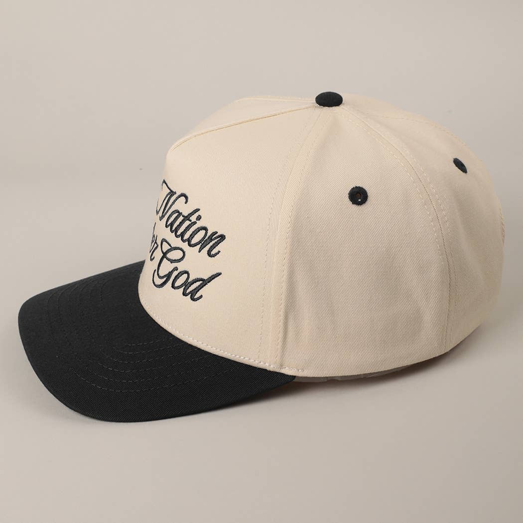 Fashion City - One Nation Under God Two-Tone Trucker Hat: NATURAL/ROYAL BLUE / ONE SIZE
