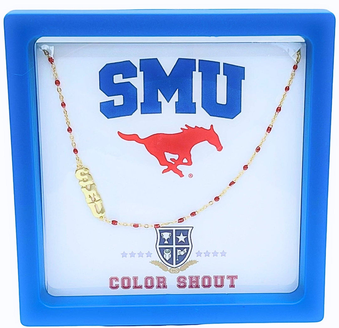 Color Shout - The College Logo Necklace: Side Set Logo on Enamel Bead Necklace: Georgia