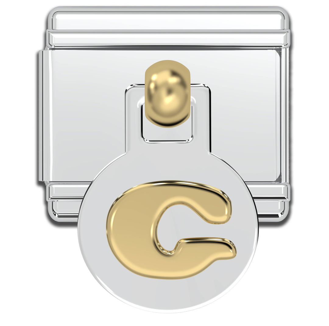 Natalia - Italian Charm Letters A-Z - 9mm Gold Dangle Bracelet Charms: D