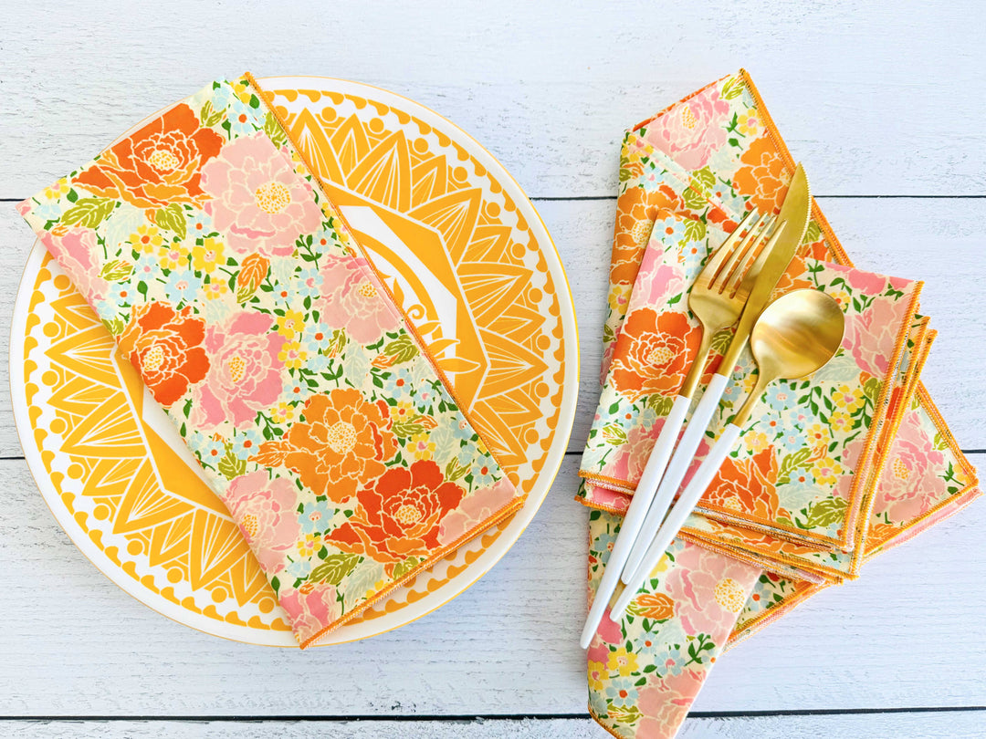 Dot and Army - Marigold Cloth Napkins, set of four : 10inch cocktail napkins